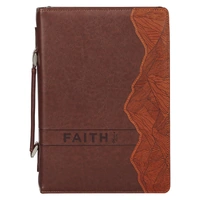 Faith Burnt Chestnut Brown Faux Leather Classic Bible Cover - Matthew 17:20 (Medium)