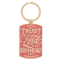 Trust Coral Epoxy-filled Metal Keychain - Isaiah 40:31