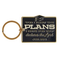 I Know the Plans Black and Gold Metal Keychain in Gift Tin - Jeremiah 29:11