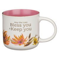 Bless You and Keep You Coral Floral Ceramic Coffee Mug – Numbers 6:24