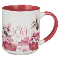 Love Cherry Pink Hummingbird Ceramic Coffee Mug - 1 Corinthians 13:4