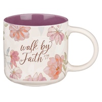 Walk by Faith Pink Cosmos Ceramic Mug - 2 Corinthians 5:7