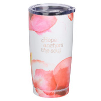 Hope Anchors the Soul Coral Poppies Stainless Steel Travel Mug