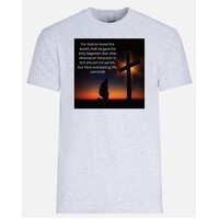 T Shirt - For God So Loved The World - Grey ( Men's Medium)