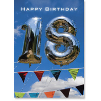 Happy Birthday Card 18th - Balloons