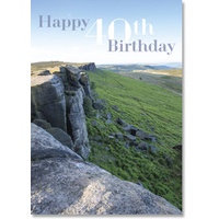 Stanage Edge scene 40th Birthday Card