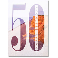 Happy 50th Birthday Card - Sunset Beach