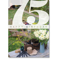 Happy 75th Birthday Card - Garden Table
