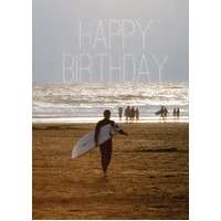 Birthday Card - Surfing Beach