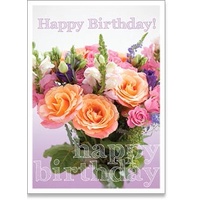 Happy Birthday - Peach Roses