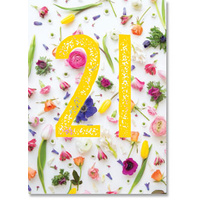 Happy 21st Birthday Card - Flower Heads