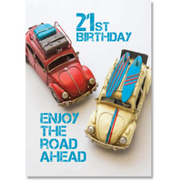 Happy 21st Birthday Card - Enjoy The Road Ahead
