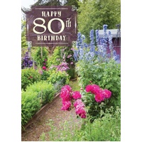 Age 80 Card - Garden Path