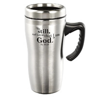 Be Still and Know Stainless Steel Travel Mug With Handle - Psalm 46:10