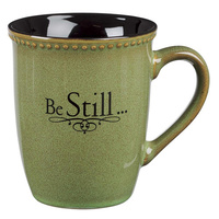 Mug Rimmed Glazed: Be Still, Sage Green (Psalm 46:10) (384ml)