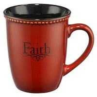 Mug Rimmed Glazed: Faith, Paprika (1 Peter 1:21) (384ml)