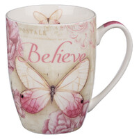 Believe Pink Butterfly Coffee Mug - Mark 9:23