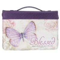 Blessed Purple Butterfly Blessings Faux Leather Fashion Bible Cover - Jeremiah 17:7