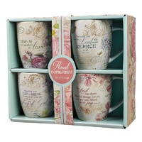 Ceramic Mugs: Floral Inspiration (Set of 4)