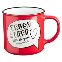 Mug - Trust in the Lord Scripture Bubble in Red Ceramic Proverbs 3:5