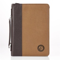 Bible Cover Strong & Courageous Large Brown/Dark Brown (Large)