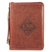 Names of God Brown Faux Leather Bible Cover (Medium)