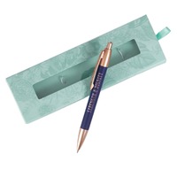 Ballpoint Pen: Strength & Dignity, Navy Blue/Rose Gold Etching