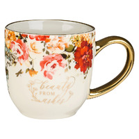 Beauty From Ashes Red Marigold Ceramic Mug - Isaiah 61:3