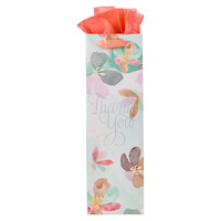 Thank You Teal Floral Bottle Gift Bag