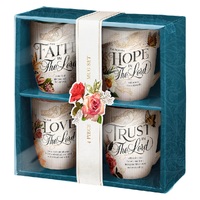 Faith Trust Hope and Love Floral Mug Set