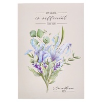 My Grace is Sufficient Lilac Floral Notepad - 2 Corinthians 12:9