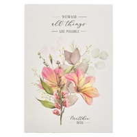 All Things are Possible Blue Floral Notepad - Matthew 19:26