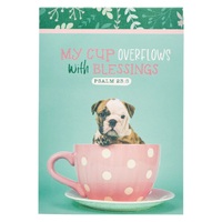 My Cup Overflows Teal Puppy Notepad - Psalm 23:5