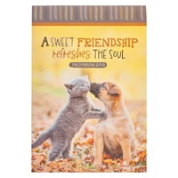 A Sweet Friendship Fall Puppy and Kitten Notepad - Proverbs 27:9