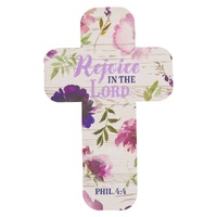 Rejoice in the Lord Purple Floral Cross Bookmark Set - Philippians 4:4