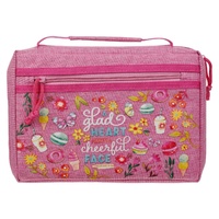 Glad Heart Cheerful Face Pink Fashion Bible Cover - Proverbs 15:13 (Medium)