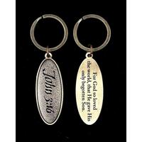 Metal Keyring Antique Brass Look - John 3.16