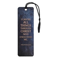 Bookmark With Tassel: I Can Do All Things Through Christ (Navy)