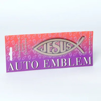 Auto Emblem Sticker: Gold Fish/Jesus Large