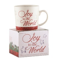Ceramic Mug: Joy To The World White Mug Red Text