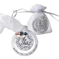 Ornament Christmas Metal with Ribbon and Beads: Be Still