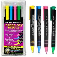 Bible Highlighting Kit: Dry Pencils 4 Colours Yellow Blue Pink & Green