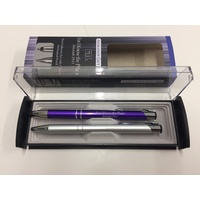 Adoration Gift Set - Violet/Silver Pen And Pencil