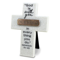 Copper Accented Stone Crosses - Blessed