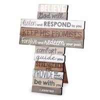 Medium Stacked Wood Cross - Believe