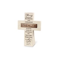 Tabletop Cross: Strength, Bronze Bar, Jeremiah 1:9 (Polyresin)