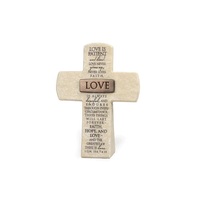 Love Bronze Title Bar Cast Stone Cross