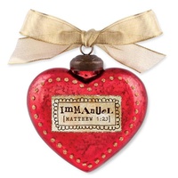 Glass Ornament Vintage Hearts: Immanuel (Matthew 1:23)