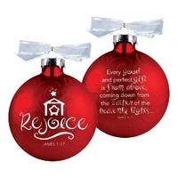 CHRISTMAS ORNAMENT REJOICE SWIRL RED 4"