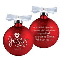 CHRISTMAS ORNAMENT JESUS SWIRL RED 4"